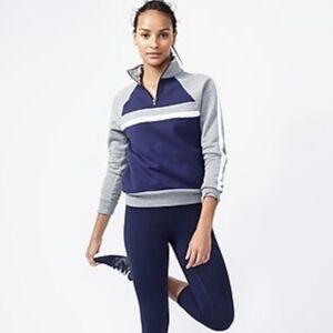 J. Crew Women's Size XS Blue Colorblock Half-Zip Pullover Style F9930 NWT
